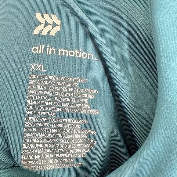 All in Motion Sports Bra Racerback Longline Light Support Two Tone Teal Size XXL - Picture 8 of 10